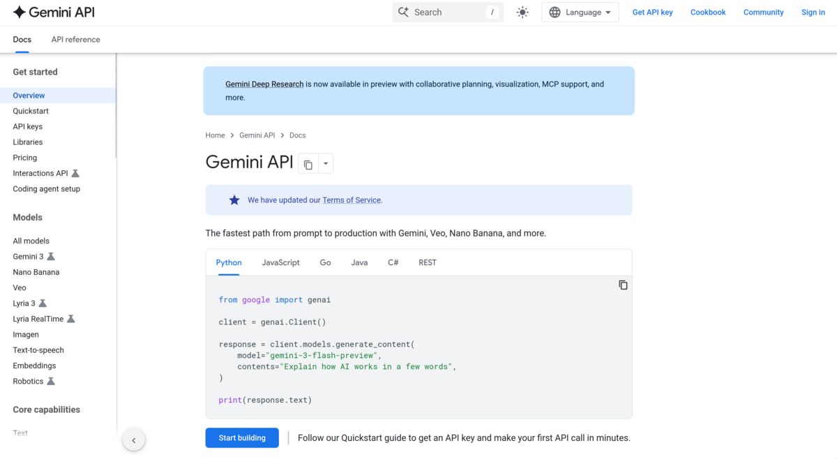 Gemini API — Google AI for Developers