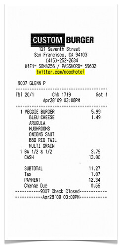 Fast-casual restaurant receipt